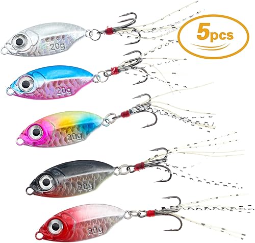 Miniatura 10 de Señuelos de pesca de metal cucharas de pesca de metal señuelo de cebo de hoja de lanzamiento largo cuchara de jigging señuelo vertical duro VIB
