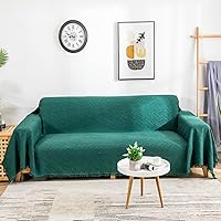 Vista 4 de AIVIA - Funda de cobija para sofá de dos plazas, fundas de cojín antideslizantes tejidas de algodón para sofás de 2 plazas con reposabrazos