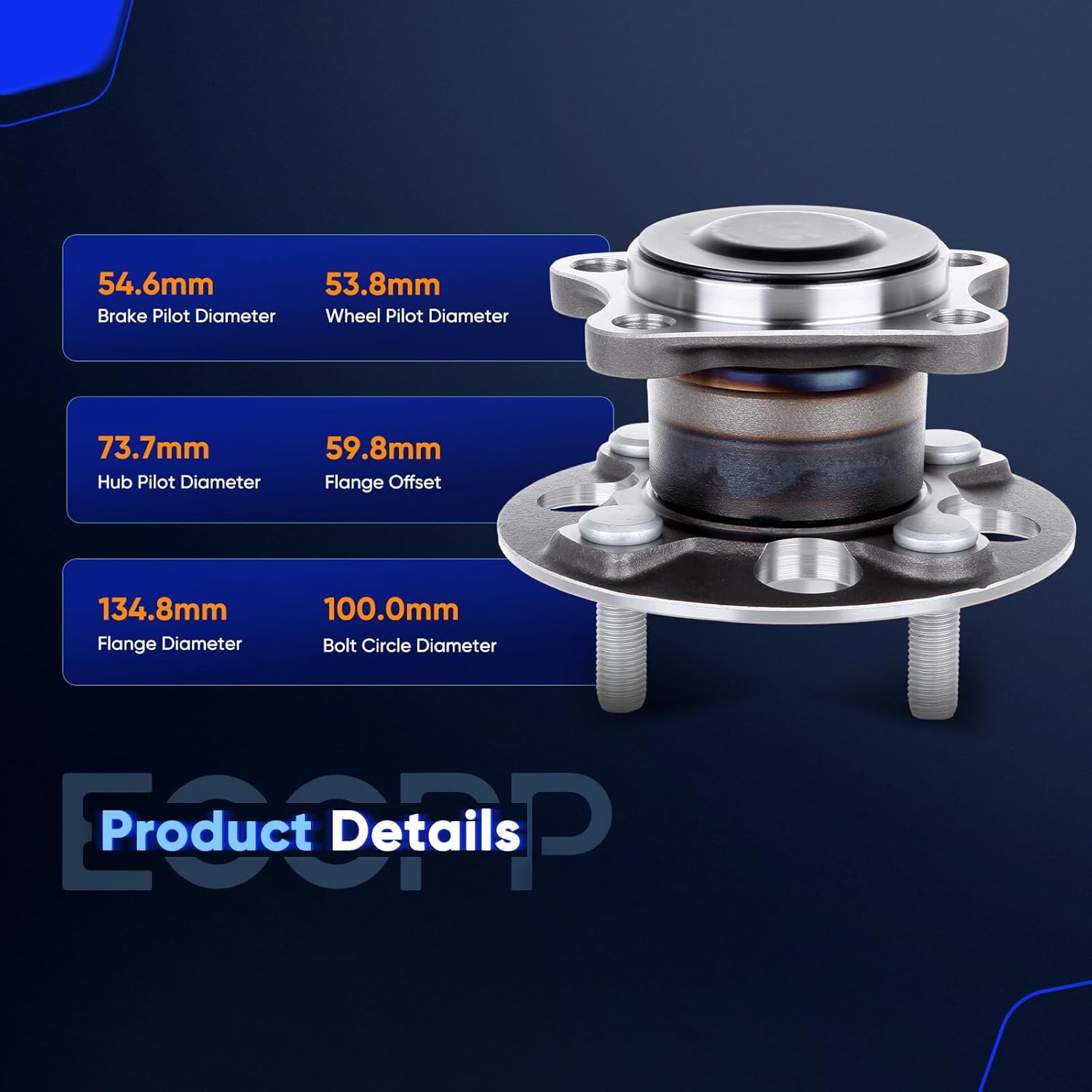 ECCPP Rear 4 Lugs Wheel Bearing and Hub Assembly for 2007-2011 for TOYOTA Yaris Wheel Hub Bearings 512371