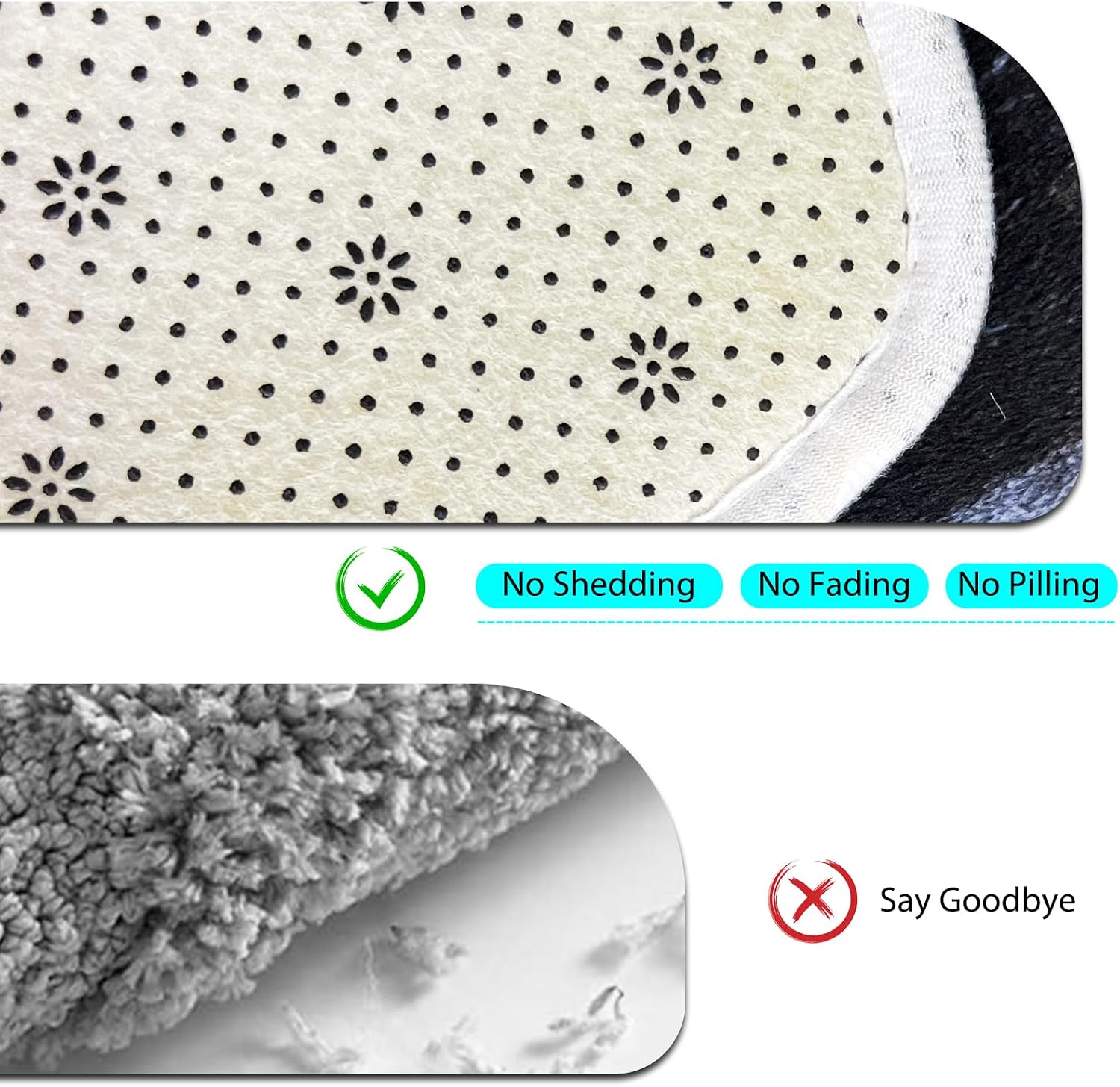 COCIVIVRE 3 Pieces Bath Mat Sets, Toilet Mats, Non-Slip, Water Absorption, Machine Washable Black-C007