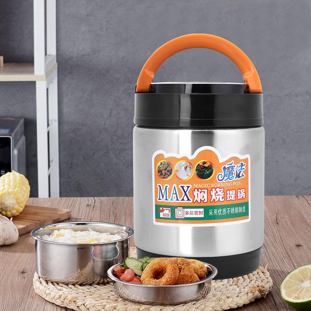 MAGT Fiambrera de preservación del calor, recipiente de comida termo de tres capas de acero inoxidable de gran capacidad 1800ML Termos Para Comida Termo Acero Inoxidable Comida