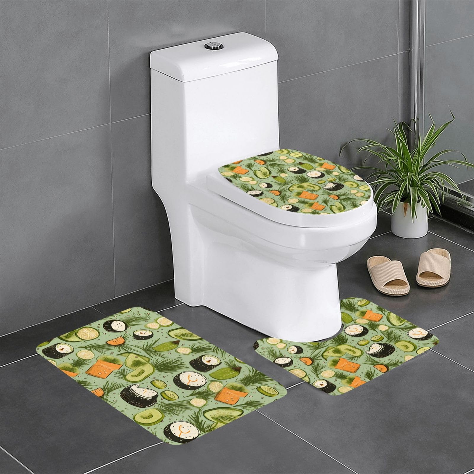 Tapis de sol antidérapant Sushi Dill Pickles flanelle contre glissades cuisine