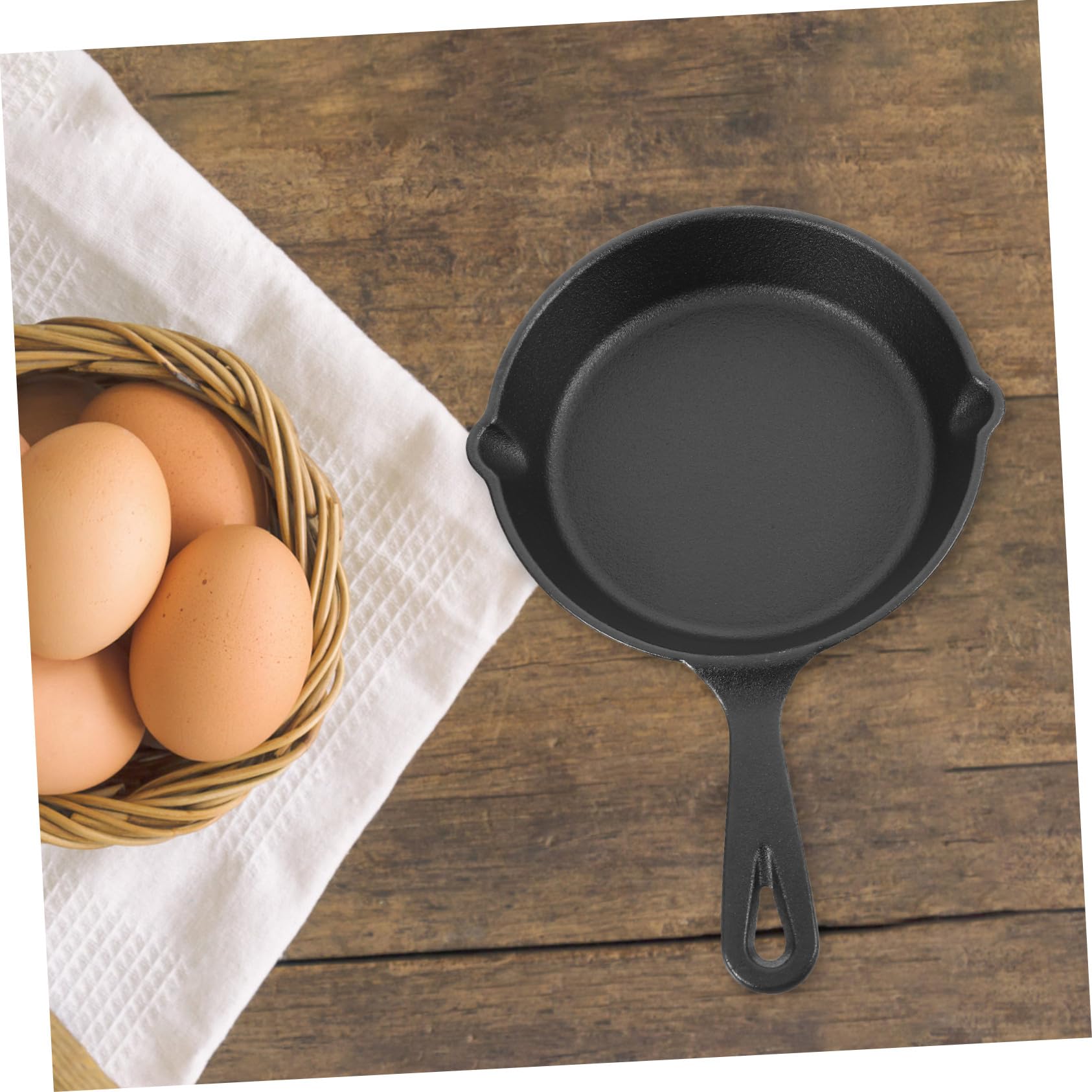 Mikinona Kleiner Gusseisen Bratpfanne Verdickt Antihaft Kochgeschirr Frühstückspfanne für Induktion mit Griff 16cm
