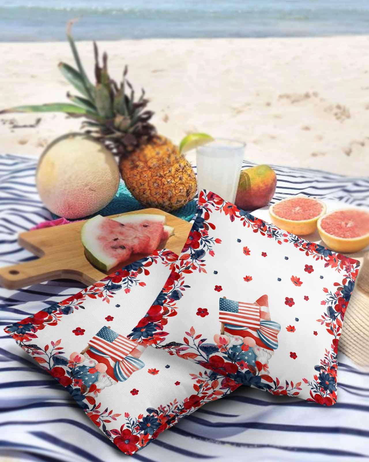 Edwiinsa 4th of July Outdoor Pillow Covers Waterproof,All Weather Cushion Case Set of 2 Decorative Pillowcases for Sofa Couch Bed Decor Patio Furniture 26