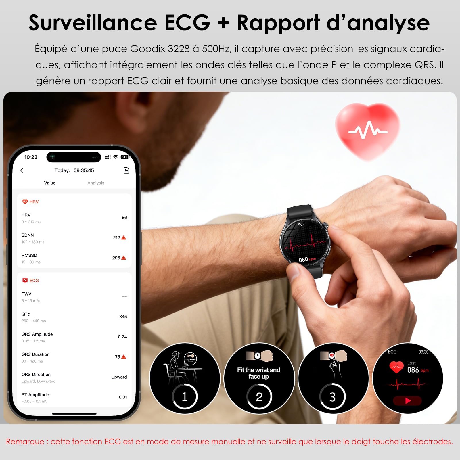 2026 Montre Connectée Homme avec ECG/HRV/Tension Artérielle/Sport/Sommeil | Smartwatch Santé avec Emotions/Fatigue, 1,56" AMOLED,24H Fréquence Cardiaque/SPO2/Température Corporelle,Appel Bluetooth/SOS