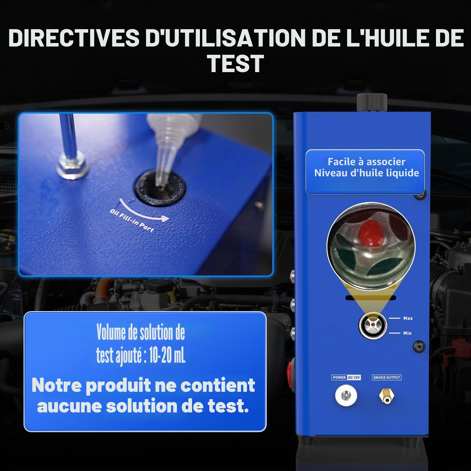 T80 Machine a Fumee Detection de Fuite avec Pompe à Air Intégrée, Détecteur de Fuite de Fumée Automobile Détection de Fuites de Vide pour Toutes Voitures