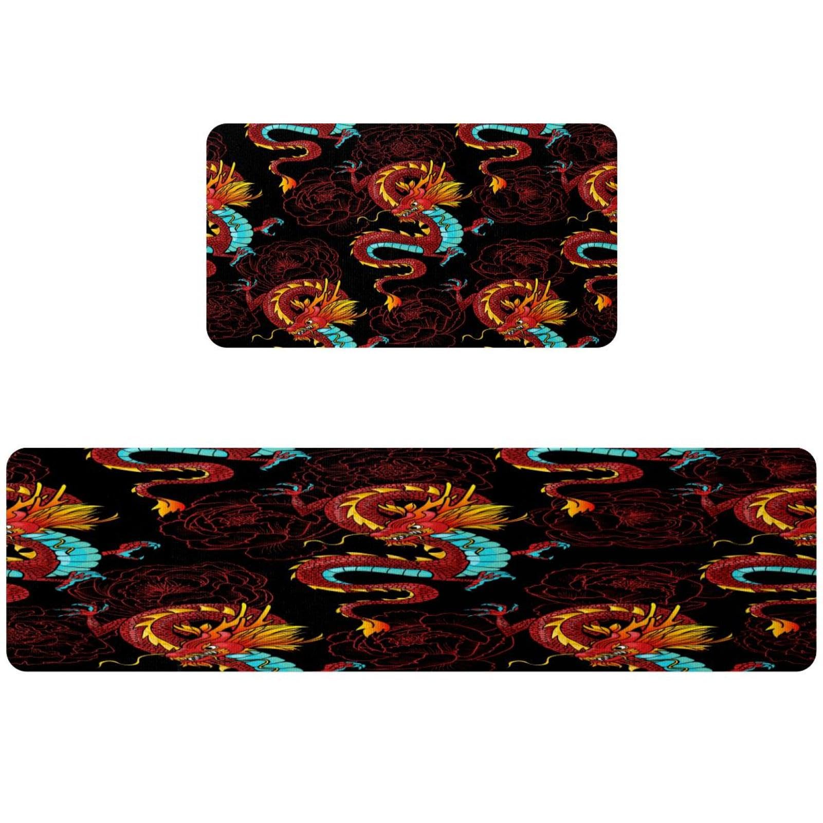 Alfombrillas de cocina para pasillo y cuarto de lavado diseño oriental pack de 2