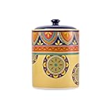 Tunisian Ceramic Air Tight 9 inch Cookie jar, for holding coffee, powder, tea, spices, Microwave and Dishwasher Safe