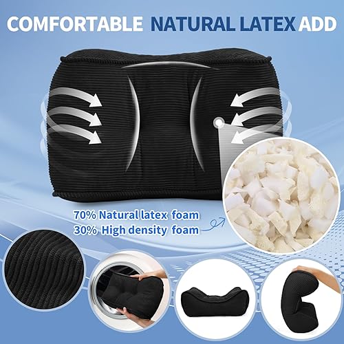 Miniatura 3 de Glyzia Almohada de apoyo lumbar para silla de oficina, almohada de apoyo de espalda de pana para aliviar el dolor de espalda baja, cojín lumbar
