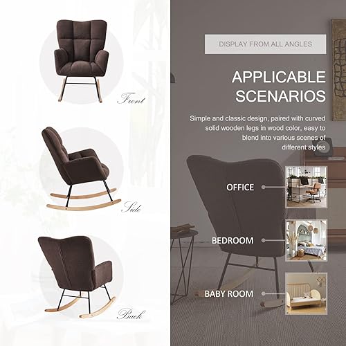 Miniatura 7 de Ugijei Mecedora para guardería, mecedora tapizada de peluche con respaldo alto, sillas modernas para guardería, sala de estar, dormitorio, oficinas