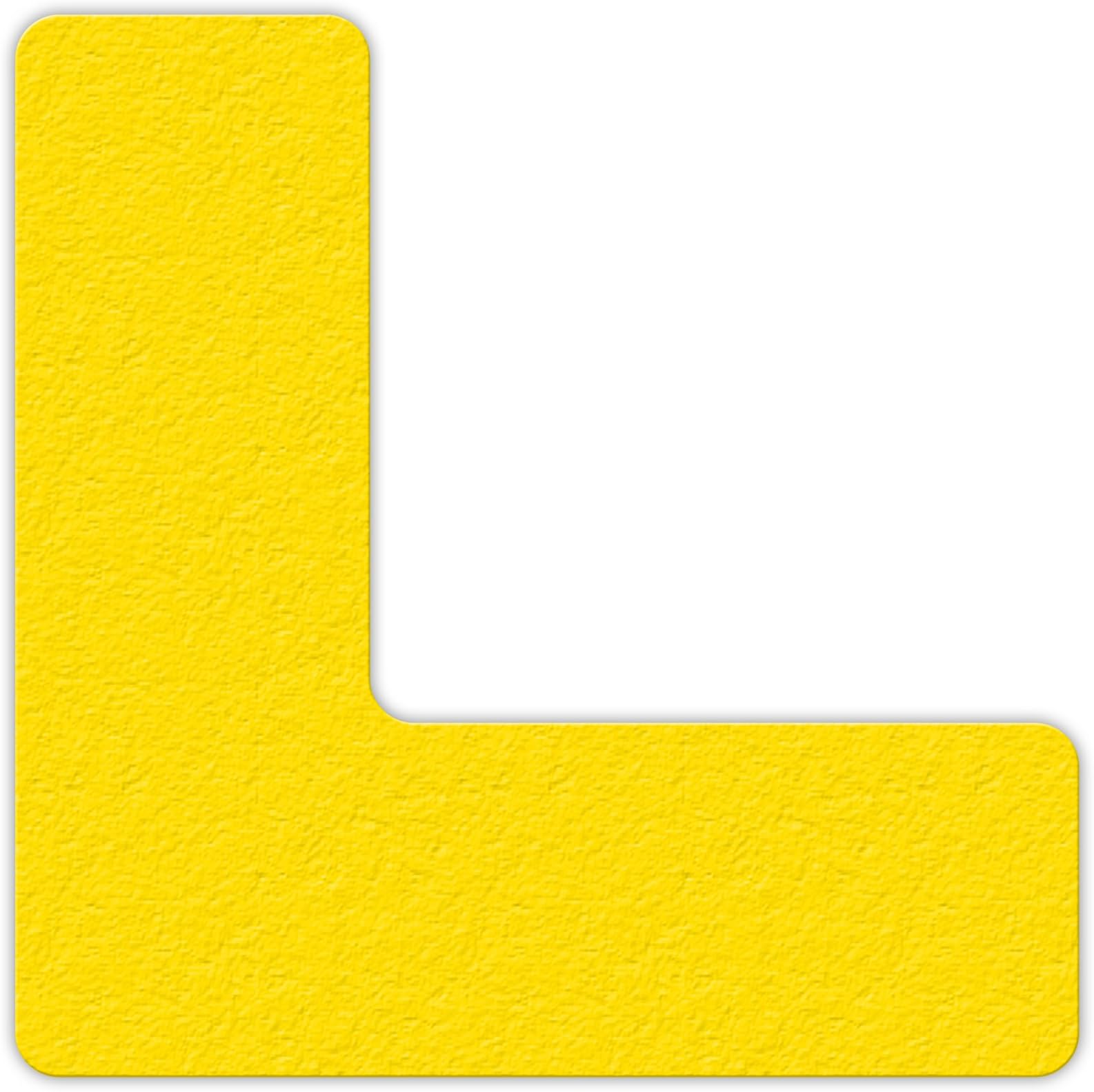 INCOM Manufacturing Laminated 5S Workplace Floor Organization Markers, L Shaped, Thick Textured Anti-Slip, Yellow, 6 inch x 6 inch, 25 pack, LM110Y