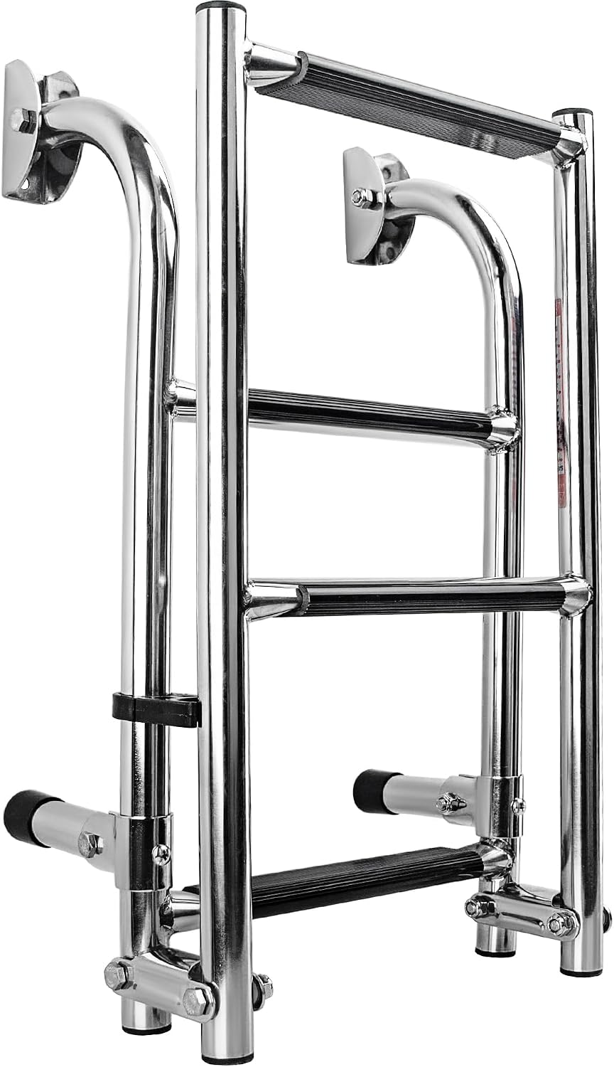 Folding 4 Steps Boat Ladder Stainless Steel Marine Pontoon 2+2 Step for Marine Boat Yacht