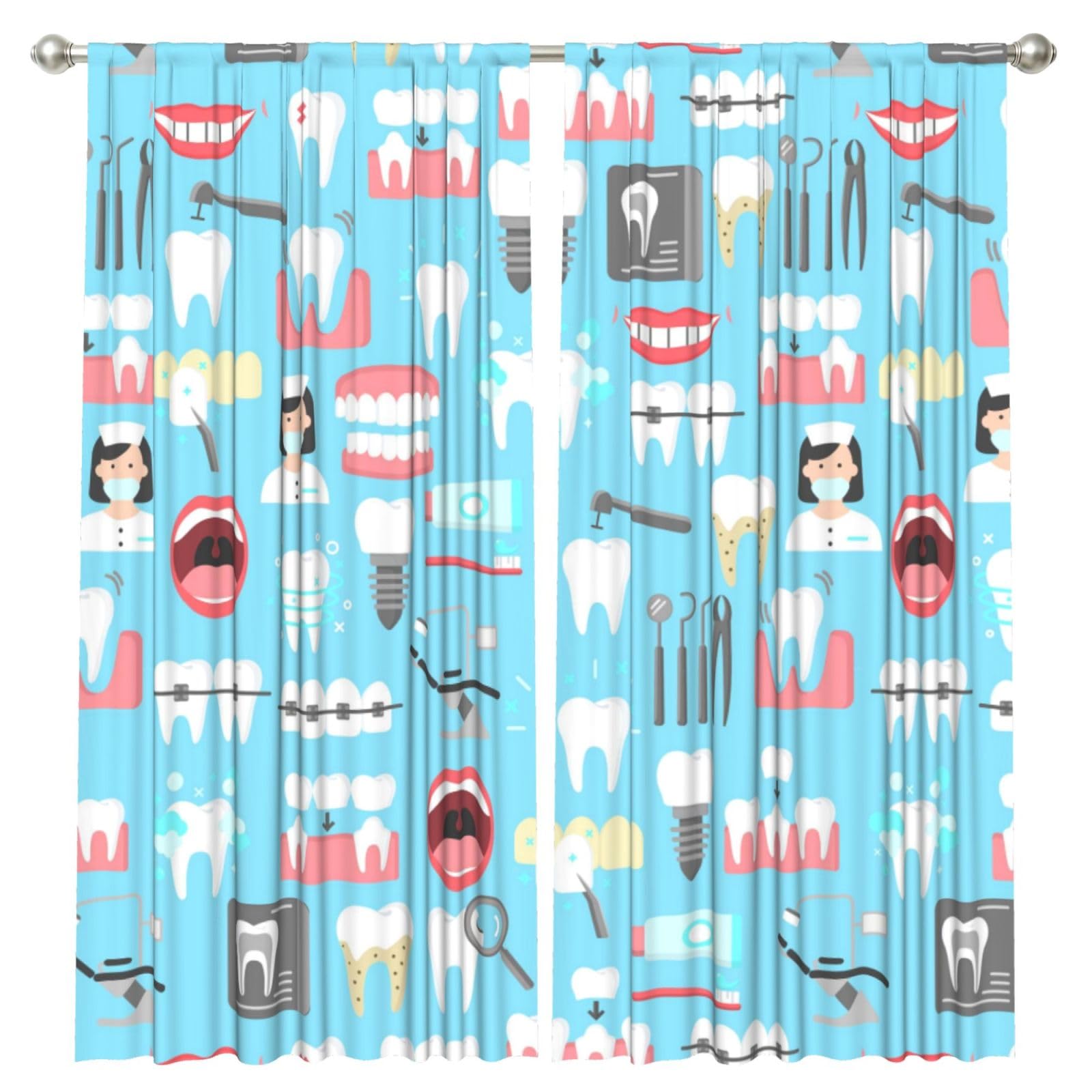InOmak Dental Seamless, 2 Panels Window Curtains 52 x 84 Inch Blackout Curtains for Living Room Bedroom