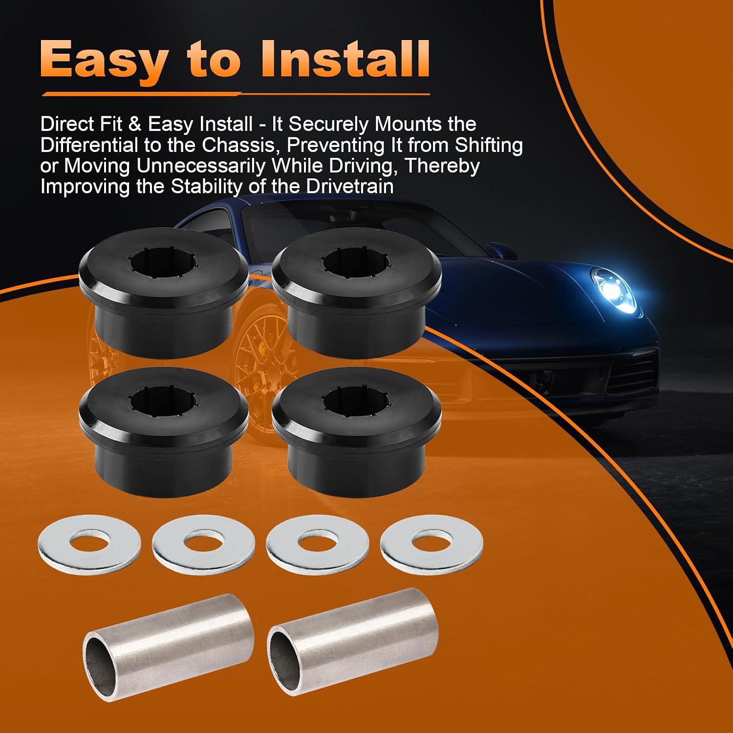 A77N1833 Polyurethane Front Differential Side Mount Bushings Set Kit Fit for Hummer H3 2006-2010, Polyurethane Bushings Kit Replace# A77N1831(10 Pcs)