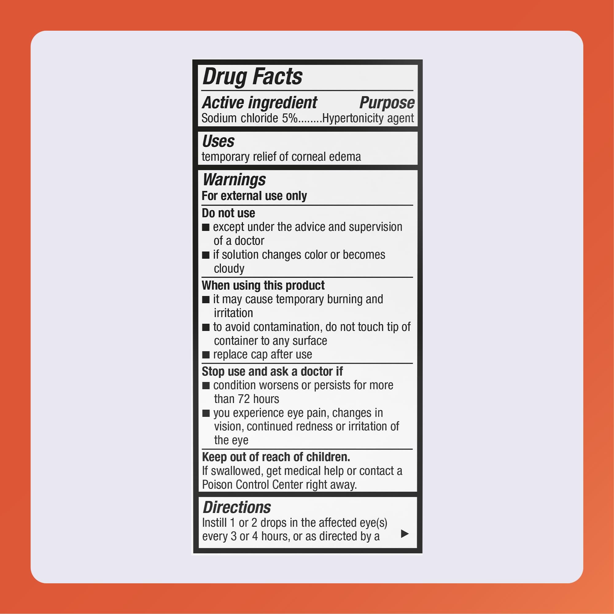 Rugby Sodium Chloride Hypertonicity Ophthalmic Eye Solution 5% - Sodium Chloride Eye Drops for Temporary Corneal Edema Symptom Support - Alcohol-Free - 0.5 Fl. Oz. (1-Pack) — Amazon image 6