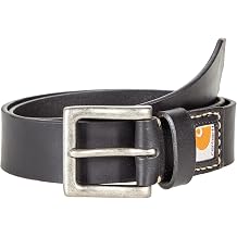 Carhartt Saddle Leather Belt for Men Nickle Buckle Slide Adjustable 100% Full Grain Leather Black/Nickel Roller Finish 34 One Size