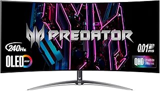 Acer Predator X45 | 44.5" UWQHD 3440 x 1440 OLED Curved Gaming Monitor | AMD FreeSync Premium | Up to 240Hz | Up to 0.1ms | 1000nits@HDR 3% | DCI-P3 99% | Delta E<1 | USB Type-C, DP 1.4 & 2 x HDMI 2.0