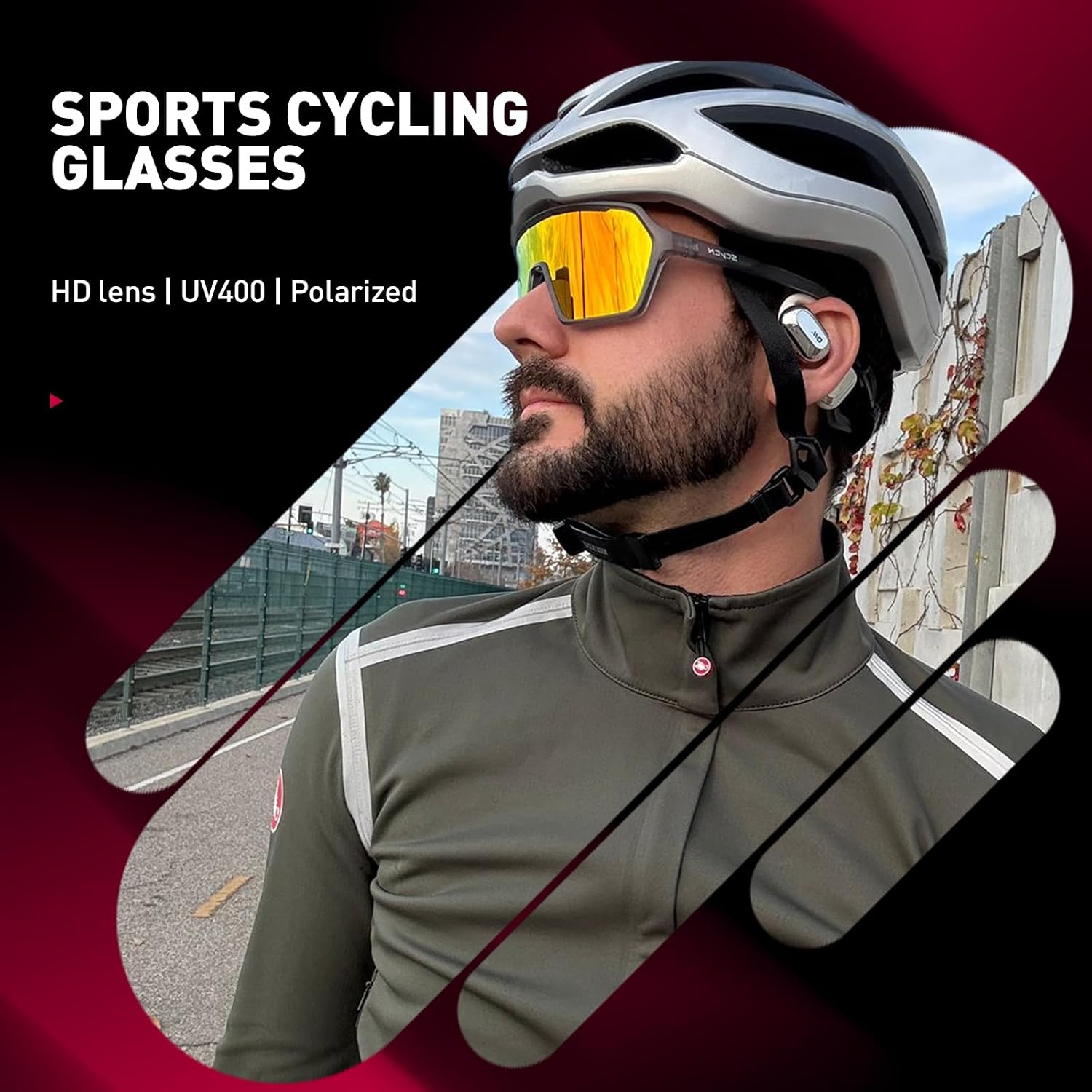 SCVCN Cycling Glasses Sport Sunglasses Clear MTB Men Women BMX Running Driving S335