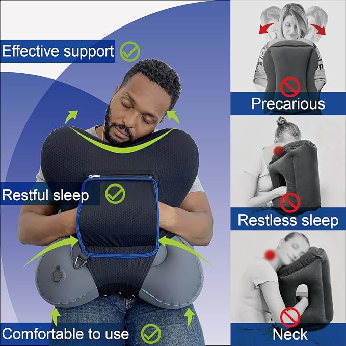 Almohada de Viaje Inflable con Brazos, Funda Extraíble miniatura 3