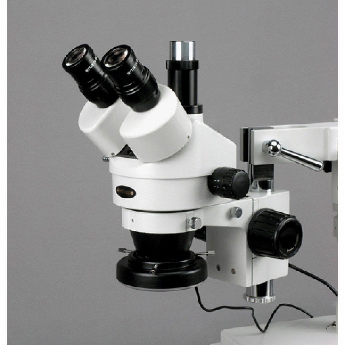 AmScope SM-4TY-144A 7X-90X - Microscopio estéreo Trinocular (4 Zonas, 144 ledes, 7X-90X), Color Blanco
