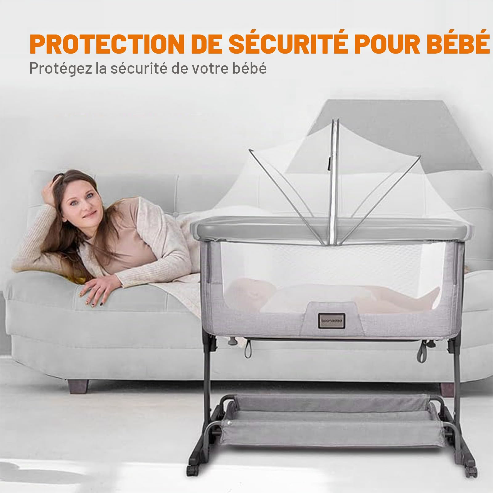 Moustiquaire Universelle pour Lit De Voyage, Bébé Près De Berceau, Fermeture Éclair Silencieuse, Accès Facile, Maille Fine pour Enfants, 100×55×55CM (Blanc)