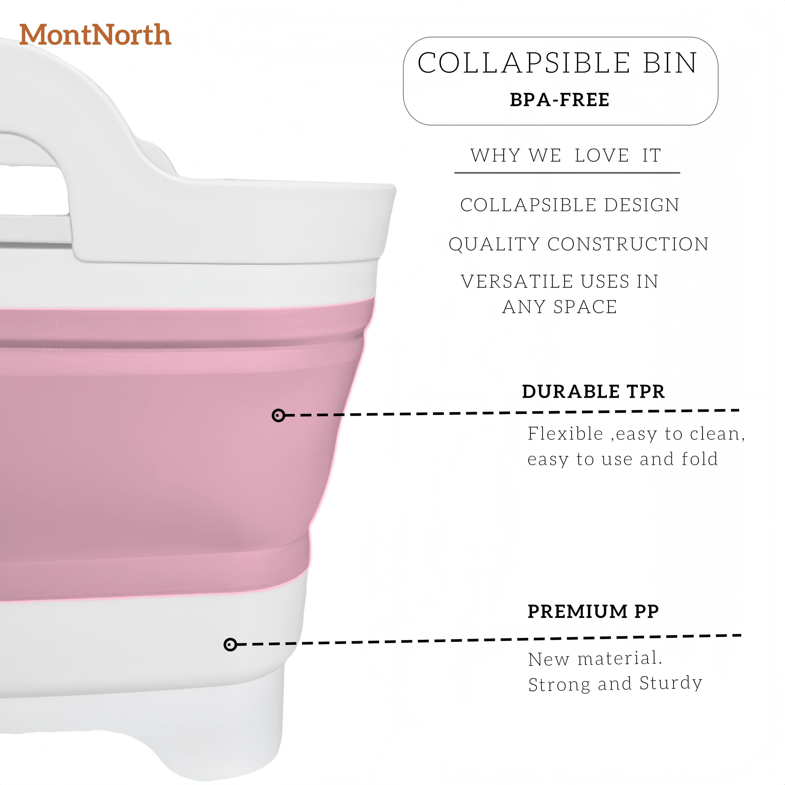 MontNorth Sartén para lavar platos, cubeta plegable de 9 L, fregadero portátil, lavabo, cubeta plegable, lavabo con tapón de drenaje, plato para fregadero de cocina, bañera de lavado de platos de