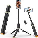 62" Phone Tripod & Selfie Stick, Tripod for iPhone with Remote, Portable, Travel Tripod for Selfies Video Recording Vlog, Extendable iPhone Tripod Stand Compatible with iPhone Android