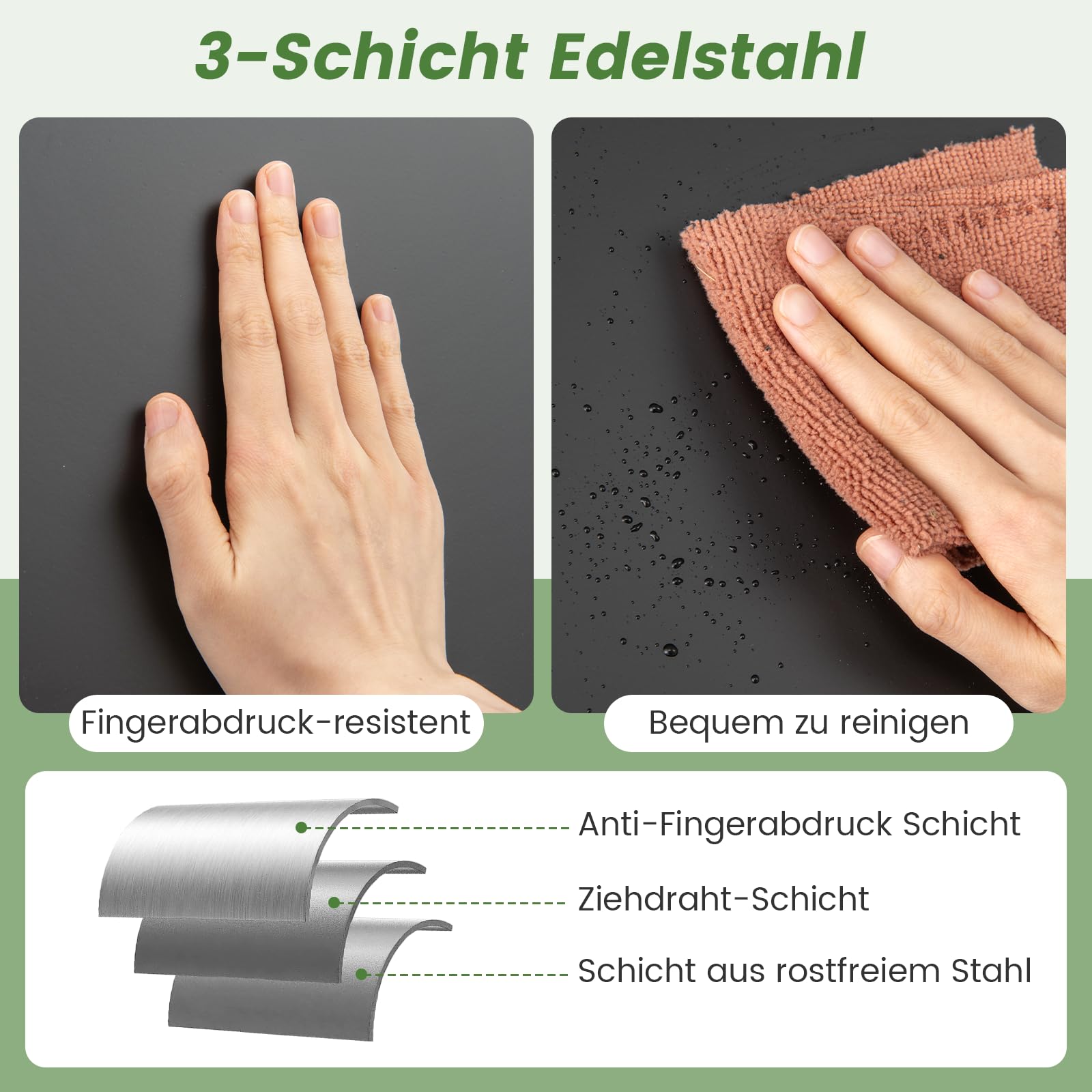 COSTWAY Mülleimer 3 Fächer, 56L Mülltrennsystem inkl. 2 ausnehmbaren Abfallbehältern, 2 x 10L + 36 L, elektrischer Abfalleimer mit Sensor & Softclose-Deckel, für Küche, Büro (Schwarz)