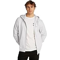 Tommy Jeans Uomo Felpa con Zip Flag Zip Thru con Cappuccio, Grigio (Silver Grey Heather)