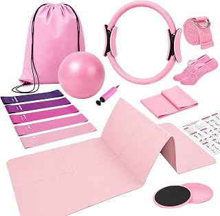 10 Pcs Pilates Kit with Foldable Yoga Mat Portable Home Workout Pilates Equipment Complete Starter Kit for Home