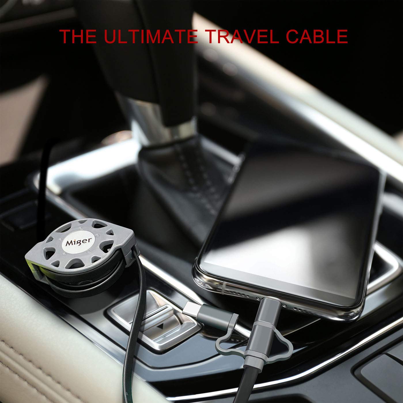 3 in 1 Multi Fast Charger Cable [MFi Certified] Retractable Charging Cable with Lightning/Type C/Micro USB Charger Sync Cable for iPhone,iPad,iPod,Samsung Galaxy,Huawei,LG,Sony,HTC,OnePlus(2Pcs/3.3ft)