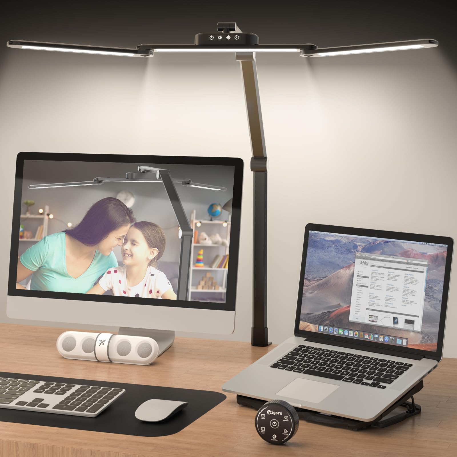 FOMYHEARD Lampe De Bureau LED Puissante De Double Source, 24W 80cm Bureau Pince D'architecte, 10
