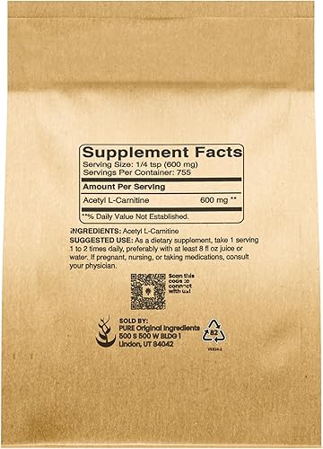 Miniatura 2 de Polvo de L-carnitina de acetil-L-carnitina 100 puro para servir suministro de 8 meses sin gluten vegano mejora la memoria y aumenta la energía