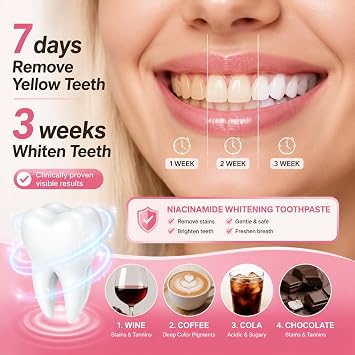 Niacinamide Whitening Toothpaste, Toothpaste with Natural Gentle Care Deep Stain Removal Clean, Fluoride-Free Formula is Suitable for Sensitive Teeth (2)