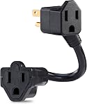 CyberPower GC201 Heavy-Duty Extension Cord, 6-Inch, 2 Grounded Outlets, NEMA 5-15P to 2 x NEMA 5-15R, Impact-Resistant Casing, 125V/13A, Black