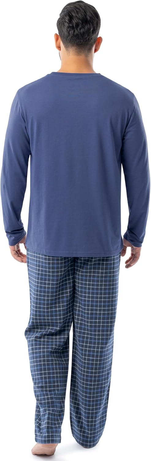 Fruit of the Loom mens Jersey Knit Top and Flannel Pant Pajama Sleep Set - Image 2