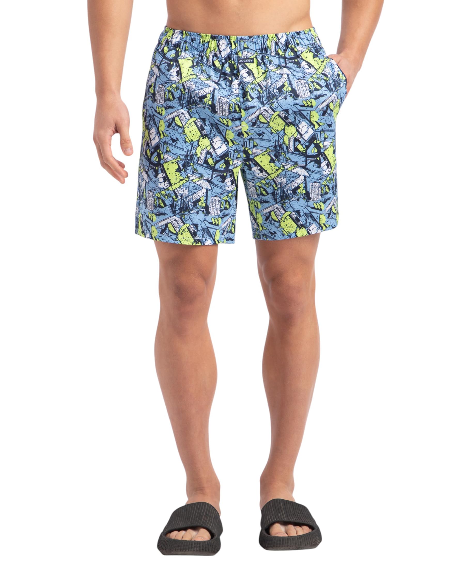 Jockey NY07 Men's Super Combed Cotton Satin Weave Printed Boxer Shorts with Side Pocket-image-33