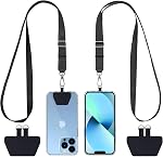 CACOE Phone Lanyard 2 Pcs Adjustable Neck Strap,4 Pcs Patches, Universal Crossbody Multifuctional Patch Polyester Cell Phone Lanyards Compatible with Most Smartphones | 2 Adjustable Neck Strap,4 Patches,Multifuctional Universal Crossbody Cell Phone L