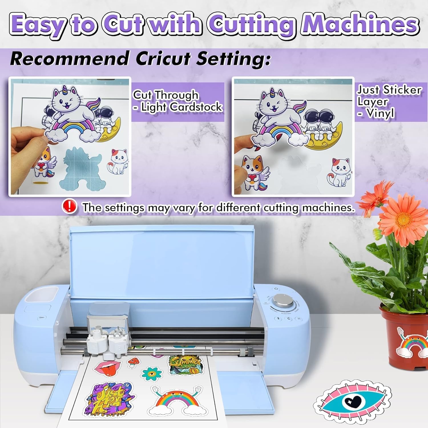 Koala Semi Glossy Sticker Paper for Inkjet & Laser Printer - 100 Sheets 8.5 x 11 Inch Printable Photo Sticker Paper, Work Well with Cutting Machine