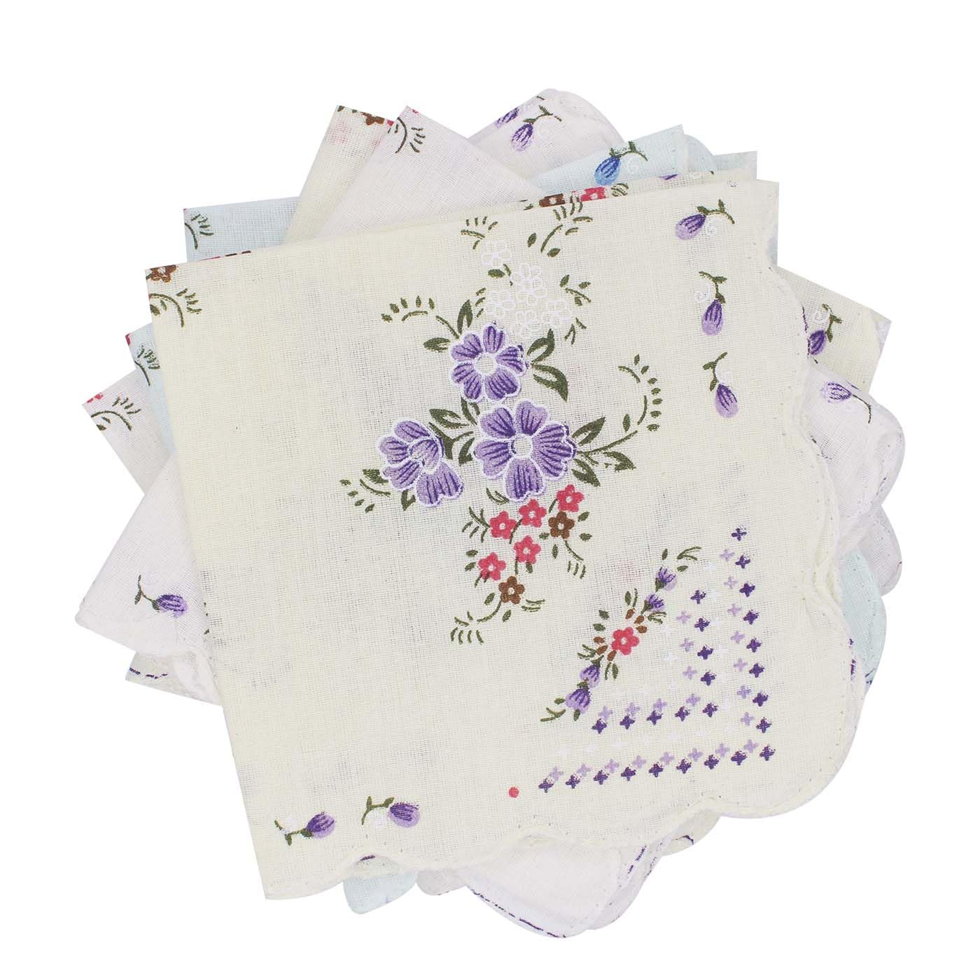 Print Soft Cotton Hankies for Woman and Girls| Pure Cotton Handkerchief Wicking Sweat From Hands Set Of 6 Pcs-image-27