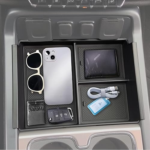 Organizador de consola central compatible con Chevy SilveradoGMC Sierra 2014-2018 15002500HD3500HD accesorios de camión (consola completa con