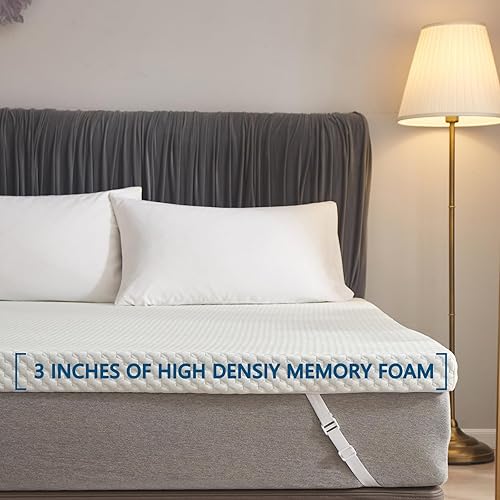 Miniatura 4 de Yarnsoft Cubrecolchón de espuma viscoelástica de gel de 3 pulgadas, tamaño individual para dolor de espalda, funda de colchón refrescante,