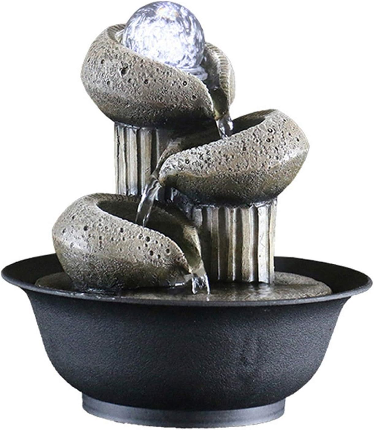 Tabletop Fountain Tabletop Fountain Yoga Meditation Gifts Feng Shui Zen Decoration, Natural Rock Appearance，Resin Desktop Fountain(Color:B)