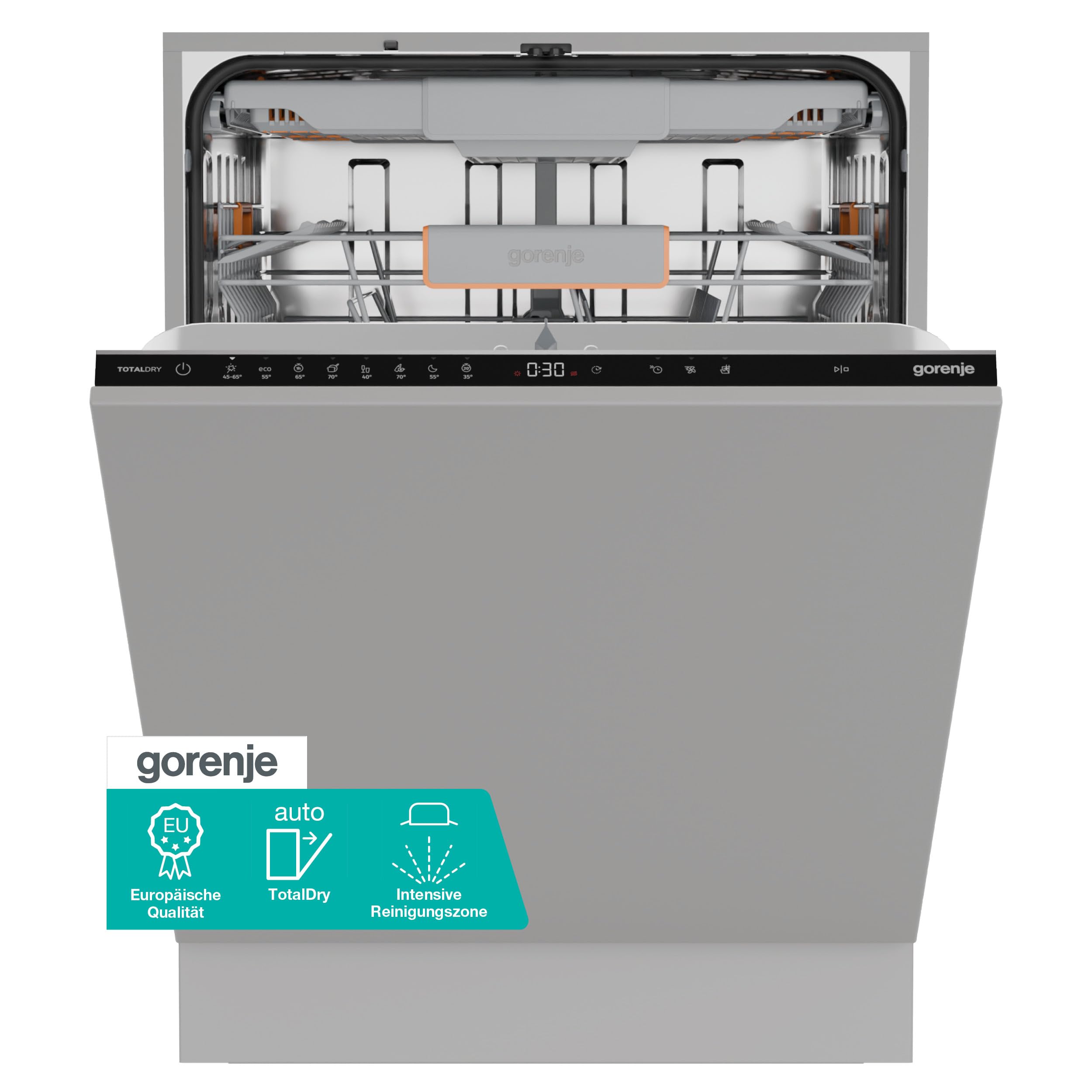 Gorenje GV16B Vollintegrierbar Geschirrspüler/60 cm/8 Programme/16 Maßgedecke/Europäische Qualität/Total AquaStop/TotalDry/Intensive Reinigungszone/BottleWash/FlexUse/Einbaumaße(BxHxT): 60× 82×55,5 cm