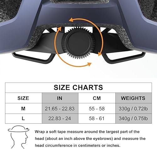 Miniatura 7 de Casco de bicicleta, cascos para adultos y hombres, luces LED delanteras y traseras con certificado seguro, casco de bicicleta de carretera MTB con