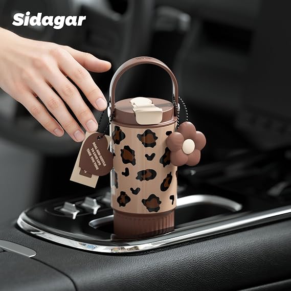26oz Insulated Water Bottle with Dual Lid, Aesthetic Chocolate Brown Tumbler, 316 Stainless Steel Coffee Mug, Leakproof Minimalist Cup, 24H Cold, Earth Tone Gift for Her, Office Ready