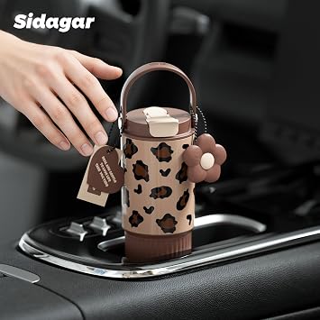 26oz Insulated Water Bottle with Dual Lid, Aesthetic Chocolate Brown Tumbler, 316 Stainless Steel Coffee Mug, Leakproof Minimalist Cup, 24H Cold, Earth Tone Gift for Her, Office Ready