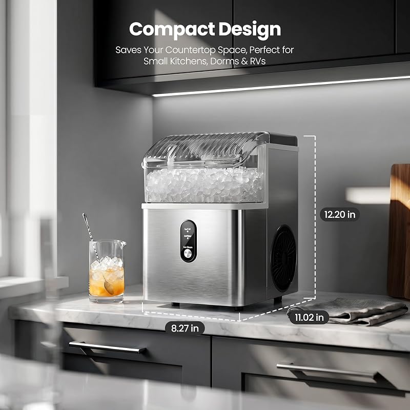 Crzoe Nugget Ice Maker Countertop, 35lbs/Day, Portable Pebble Ice Machine image 4