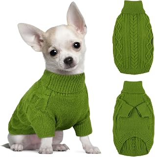 Hjumarayan Jersey Perros - Jersey para Perros Pequeños Simple y Elegante Sueter Perro con Agujero para Arnés Ropa Termico Perro Chihuahua Jersey Perro XS Verde Hierba