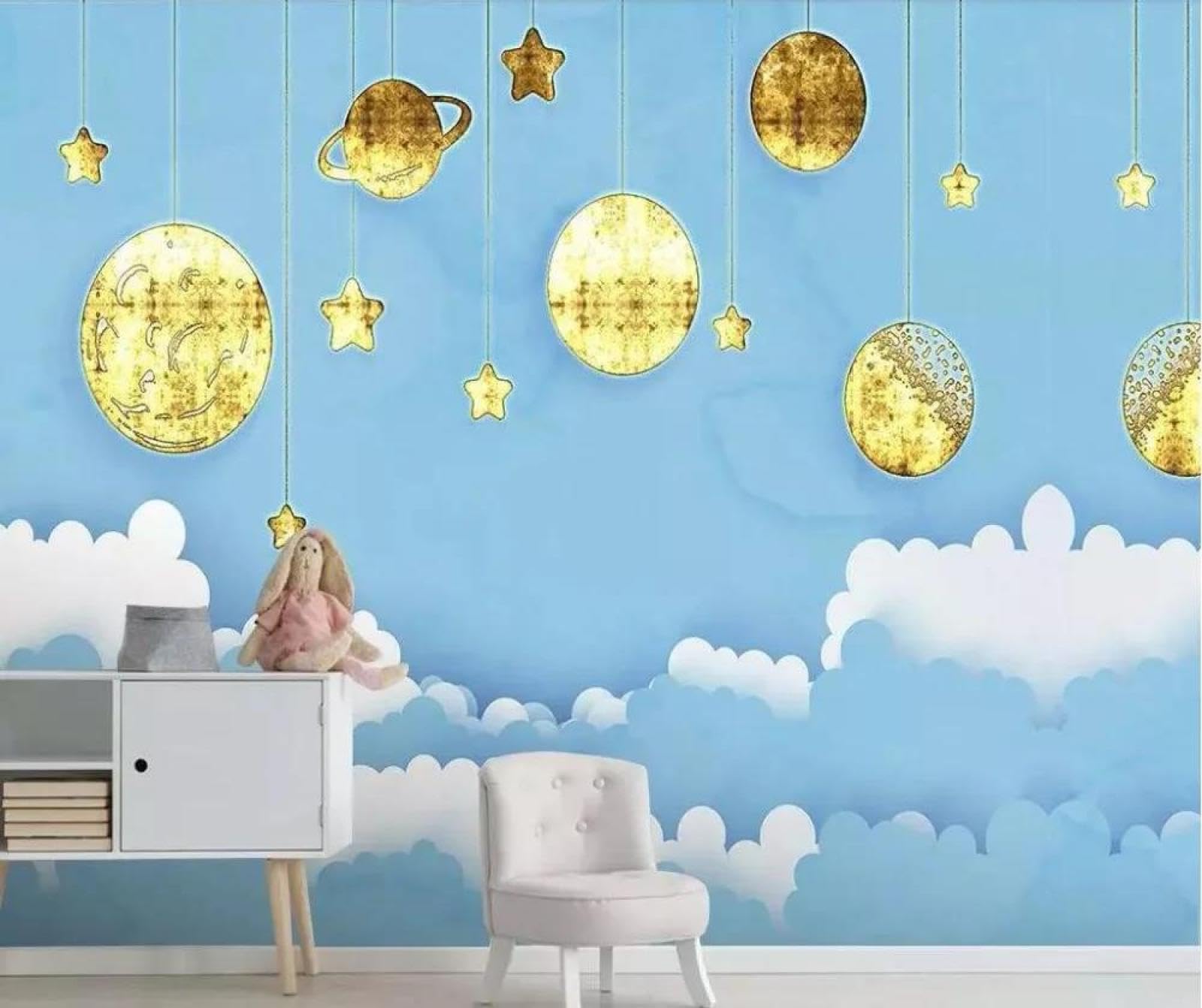 Papier peint lune cartoon 3D ILIYA tapisserie intissée chambre